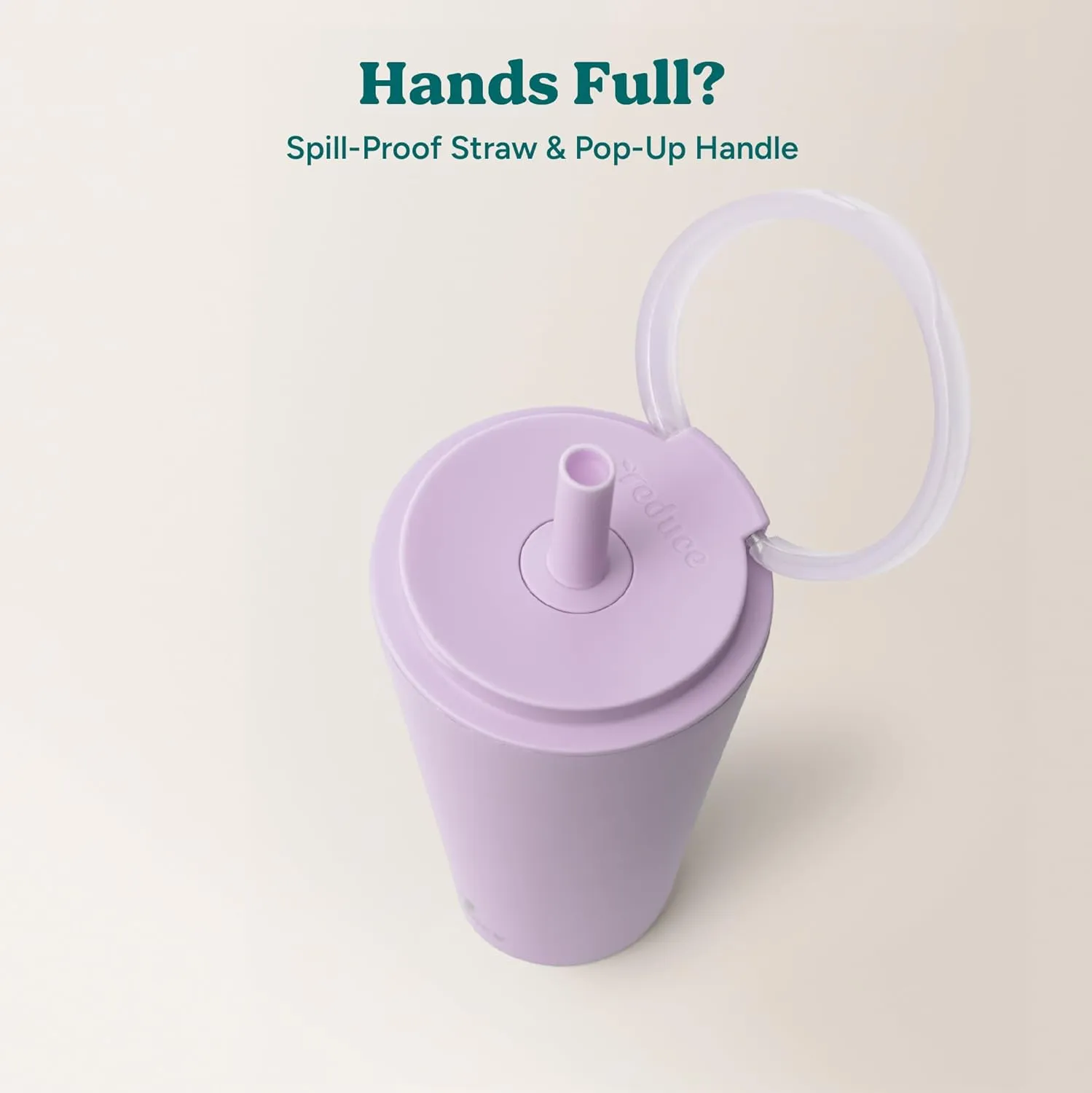 REDUCE Halo 32 oz Stainless Steel Vacuum Insulated Tumbler - Spill Proof Travel Mug with Flip Handle Lid - Keeps Drinks Cold for 32 Hrs - Dishwasher Safe - Cupholder Friendly - Lilac Bud