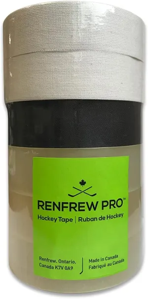 Renfrew Pro Assorted Pack White, Black and Clear Cloth Hockey and Shin Pad Tape, 6 Pack