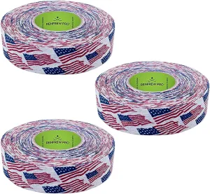 Renfrew PRO Cloth Hockey Stick, Blade Tape - 24MM x 25M (American Flag - 3 Roll Pack)