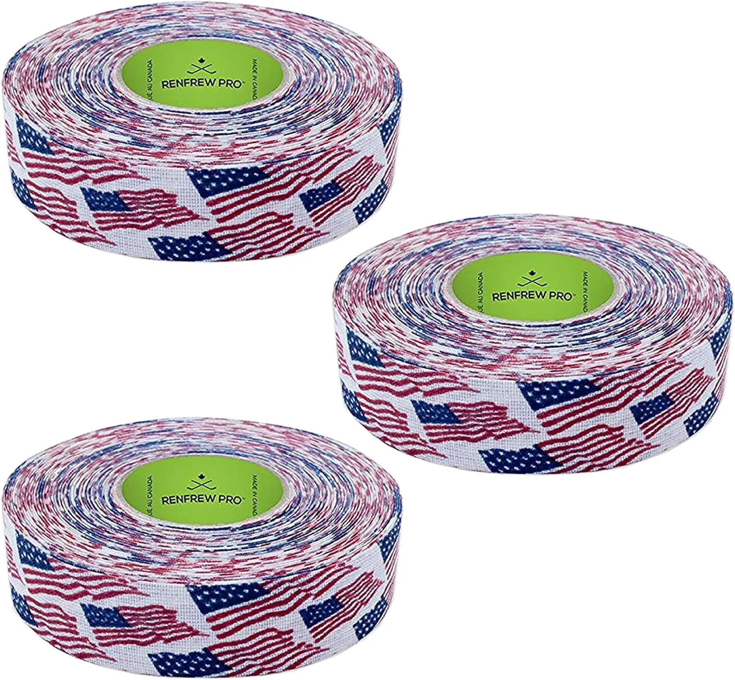 Renfrew PRO Cloth Hockey Stick, Blade Tape - 24MM x 25M (American Flag - 3 Roll Pack)