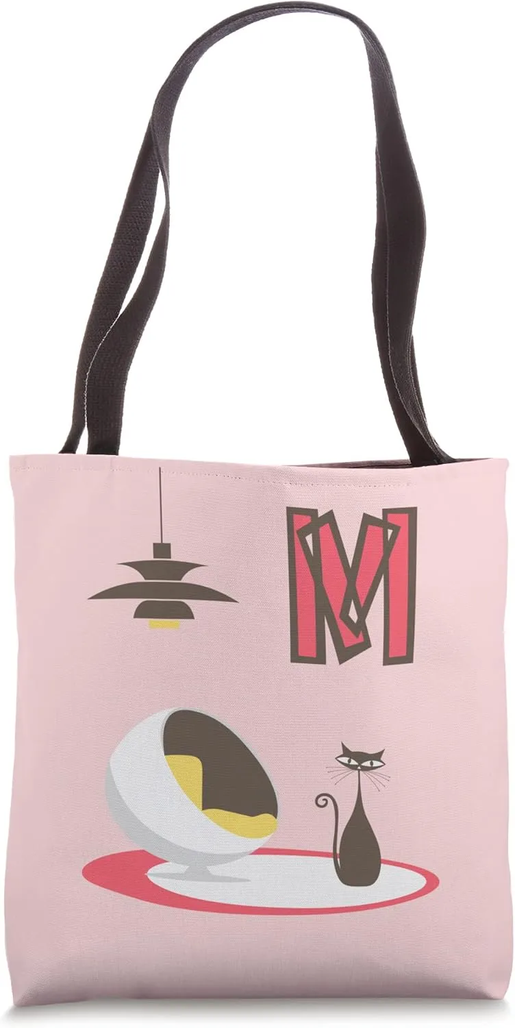 Retro Cat, Ball Chair, Design Lighting and Atomic Letter M Tote Bag
