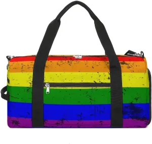 Retro LGBT Pride Flag Gym Bag-Workout Organizer with Water Resistant Compartments for Gym Lovers, style-39-2