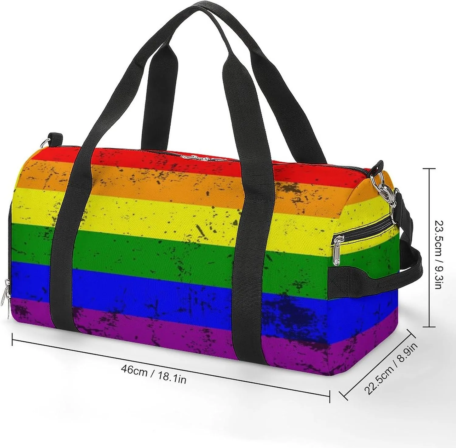 Retro LGBT Pride Flag Gym Bag-Workout Organizer with Water Resistant Compartments for Gym Lovers, style-39-2