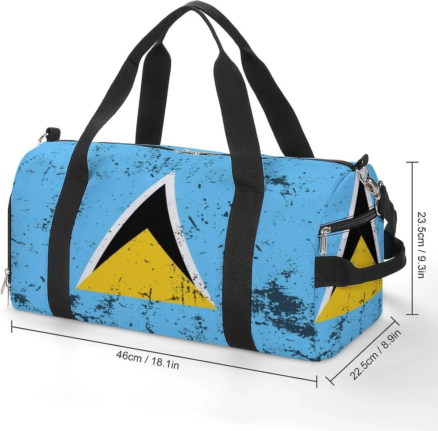 Retro Saint Lucia Flag Gym Bag-Workout Organizer with Water Resistant Compartments for Gym Lovers, style-19-2