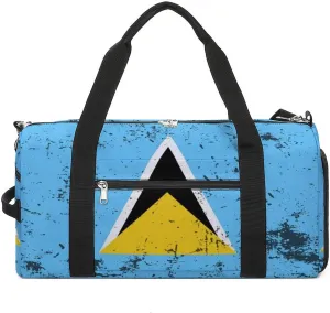 Retro Saint Lucia Flag Gym Bag-Workout Organizer with Water Resistant Compartments for Gym Lovers, style-19-2