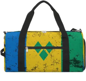 Retro Saint Vincent And The Grenadines Flag Gym Bag-Workout Organizer with Water Resistant Compartments for Gym Lovers