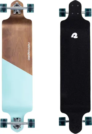 Retrospec Tidal Drop Down Longboard - 41" Extra Wide Stable Deck, 9-Ply Canadian Maple, ABEC-9 Bearings, 85A PU Wheels, Reverse Kingpin Trucks for Cruising & Downhill