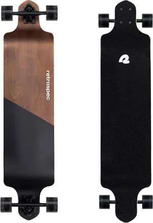 Retrospec Tidal Drop Down Longboard - 41" Extra Wide Stable Deck, 9-Ply Canadian Maple, ABEC-9 Bearings, 85A PU Wheels, Reverse Kingpin Trucks for Cruising & Downhill