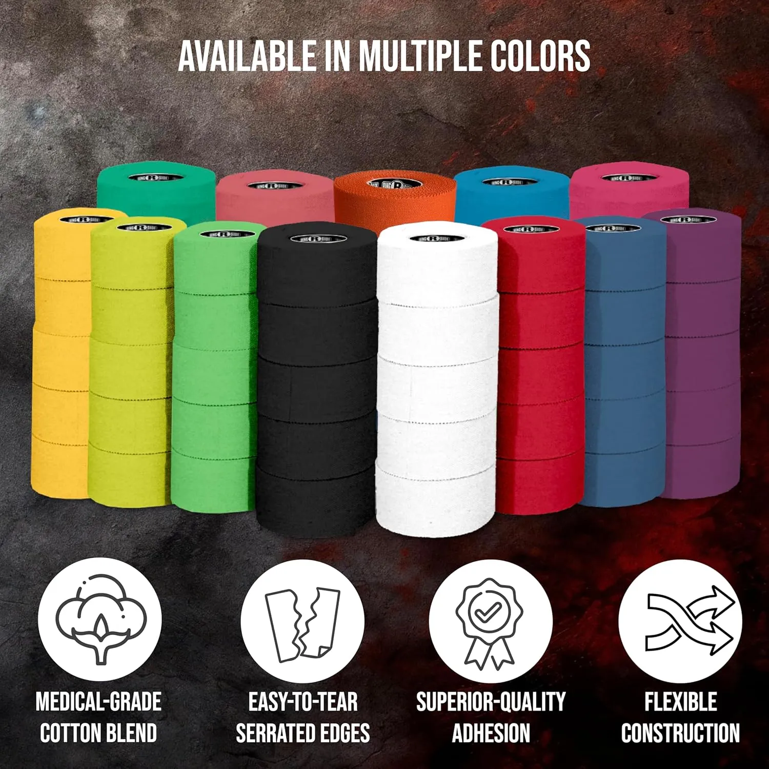 Ringside 1" Athletic Trainers Tape, Cotton Kinesiology Tape for Combat Sports, Adhesive, 30 Foot Rolls, Red, 15 Rolls