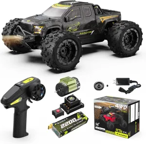 RLAARLO 1/14 Brushless Fast RC Cars for Adults, Top Speed 60  MPH RC Truck, All Terrain Remote Control Car Hobby Off-Road Remote Control Truck 4x4 Monster Trucks with 3S Battery