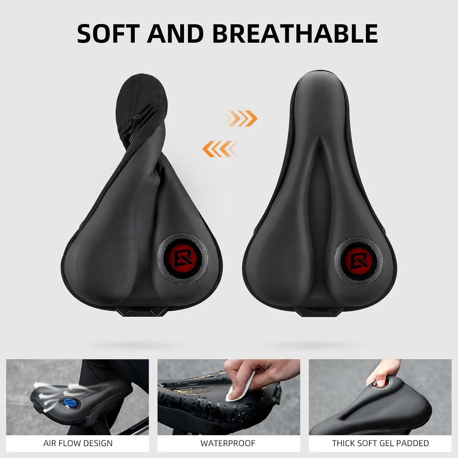 ROCKBROS Bike Seat Cover Bike Seat Cushion Gel Padded Comfortable for Peloton Seat Cushion Men Women, Outdoor & Indoor