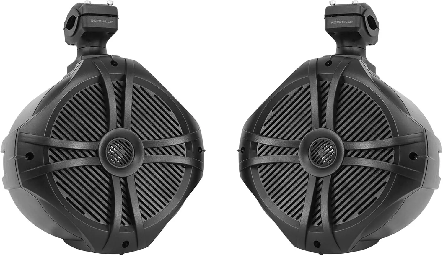 Rockville RWB90B 300W Marine Wakeboard Tower Speakers (2), 8" 2-Way, 360 Swivel, Waterproof, Stainless Hardware, UV-Resistant, Perfect for Boats, Jeeps, ATVs
