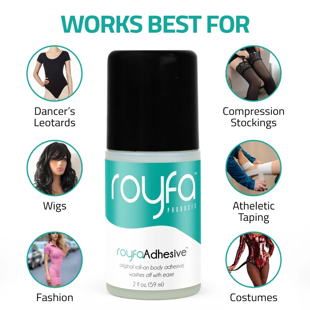 Roll On Body Adhesive - Skin Glue & Liquid Fashion Tape - Dancers & Wig Adhesive - 1 Pack