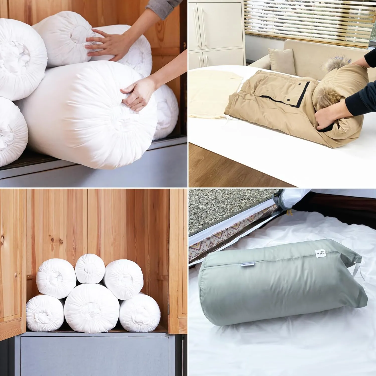 Roll&Stack Storage Bag Organizer for Comforters, Blankets, Bedding, Bulky Clothes, Puffer Jackets, Dust Proof, Breathable, Machine-Washable, Sturdy, High-density Premium Fabric, Easy to Organize,