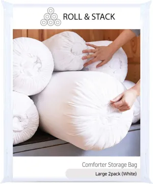 Roll&Stack Storage Bag Organizer, L(58L) X 2, Blue - Perfect for Comforters, Blankets, Bedding, Bulky Clothes, and Puffer Jackets, Breathable, Dustproof, Washable, and Durable