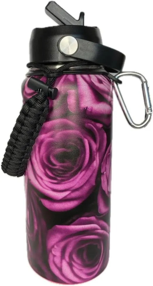 Rose Gold Proverbs Christian BPA-Free 32 oz Leak-Proof Wide Mouth Straw Handle 18/8 Stainless Steel Water Bottle - Mother's Day Gift Colors May Vary