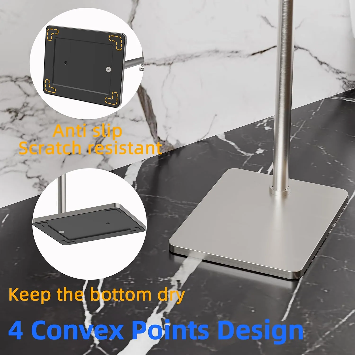 RUACQ Toilet Paper Holder Stand, Bathroom Toilet Paper Roll Holder Free Standing, Toilet Tissue Holder Stand with Post Pivoting Design, Stable Weighted Base, SUS304 Stainless Steel (Brushed Nickel)
