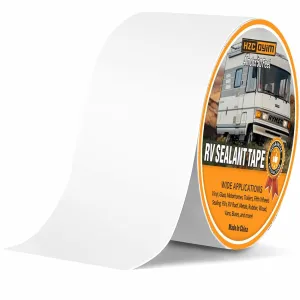 RV Roof Tape, RV Sealant Tape White, 4" x 50' Weatherproof, UV-Resistant Roofing Tape, RV Camper Roofing Repair Sealant Tape for Camper, Boat Sealing, Window, Truck Stop Camper Roof Leaks (4in x 50ft)
