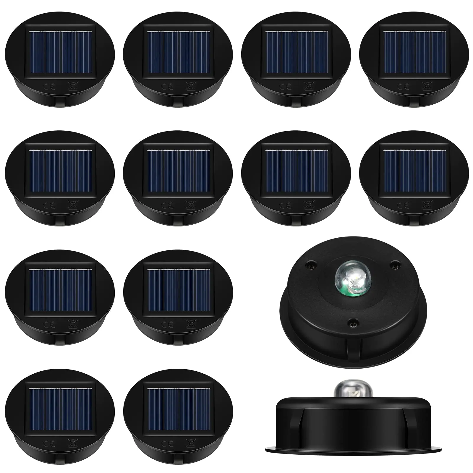 Rynx | 12 Pack Solar Light Parts - Waterproof LED Solar Panel Lantern Top Light Outdoor Replacement Top Kit For Hanging Lanterns Patio Decor (3.15 In)