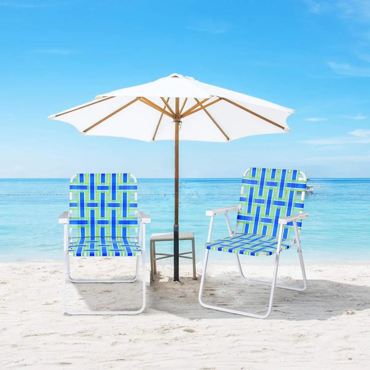 S AFSTAR Beach Chair Set of 6, Portable Folding Chairs with Stable Steel Frame & Comfort Armrest, Load Bearing Up to 265 LBS, Lightweight Lawn Chairs, 6 PCS Camping Chairs for Outside Outdoor (Blue)