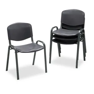 Safco® Stacking Chair, Supports Up to 250 lb, 18" Seat Height, Black Seat, Black Back, Black Base, 4/Carton