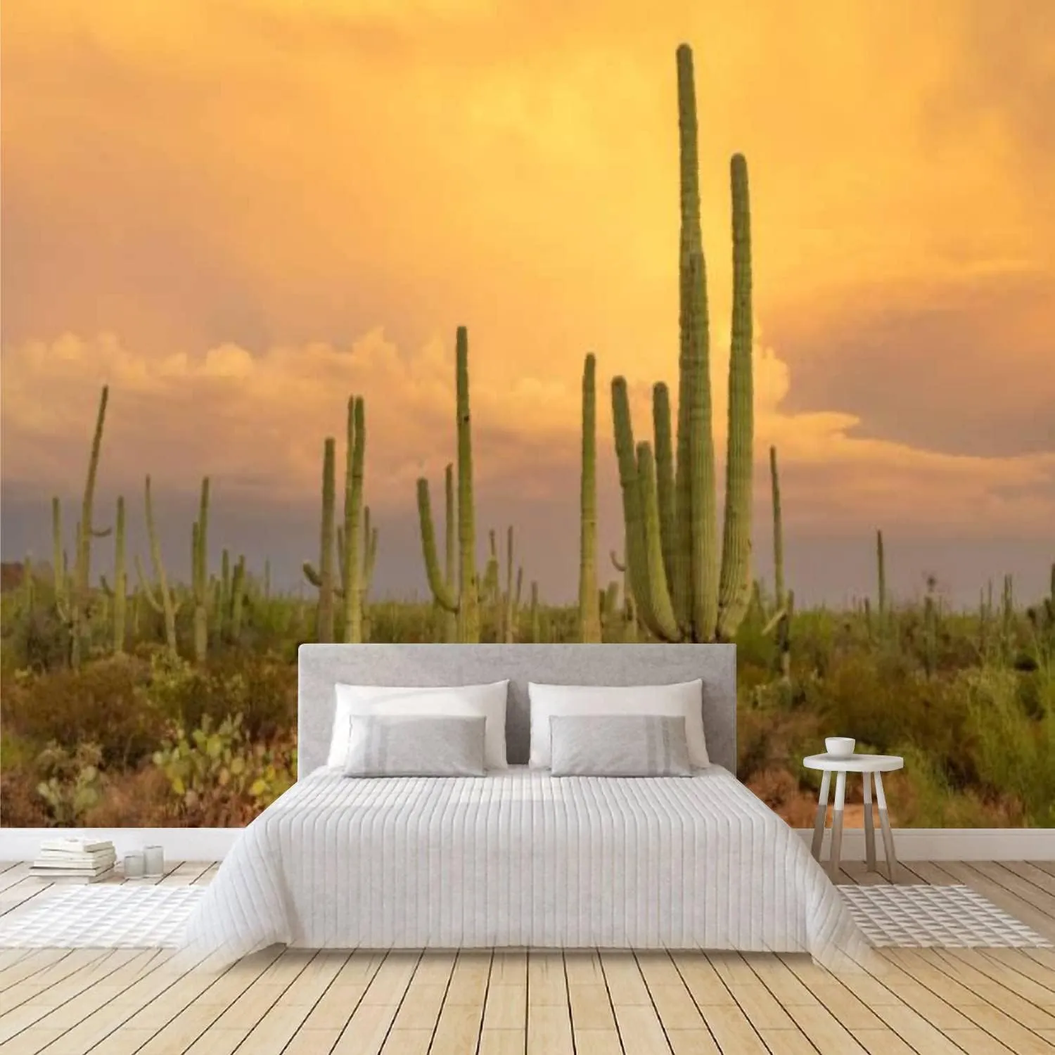 Saguaro Cactus in Arizona Desert Wilderness at Sunset Peel & Stick Wallpaper Removable Self-Adhesive Large Wallpaper Roll 3D Wall Mural Sticker Home Decor for Living Room Bedroom