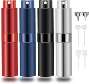 Saiveina 8ml Travel Perfume Atomizer Bottles Refillable, Mini Fragrance Bottles for Perfume, Empty Cologne Sprayer Pocket Perfume Dispenser(4 Pack)