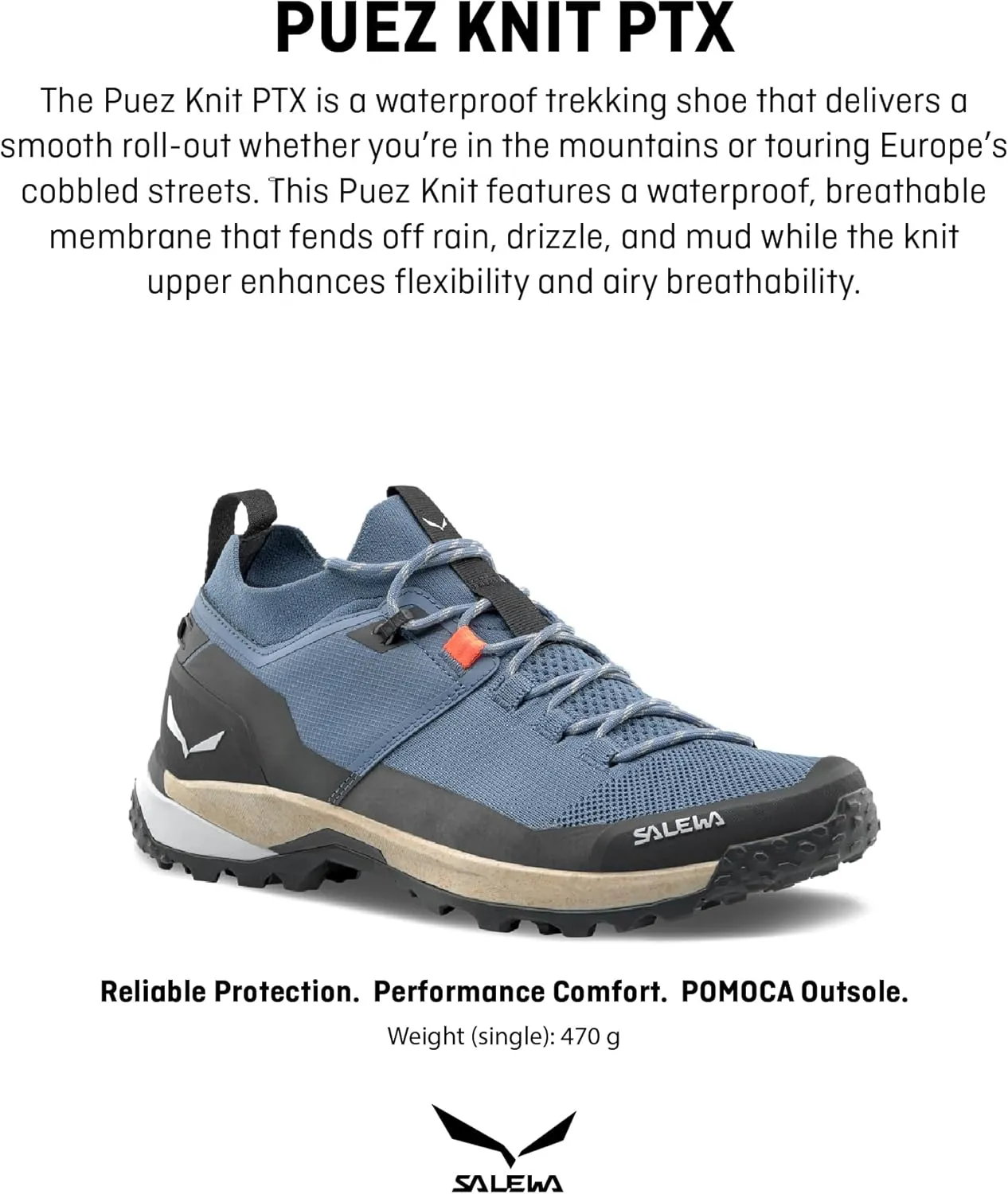 Salewa Men's Puez 2 Knit Powertex Shoes - Waterproof Trail Shoe for Hiking & Trekking