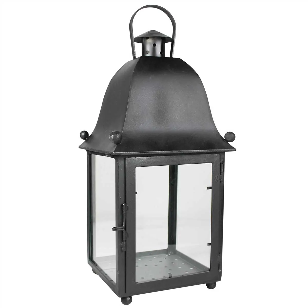San Juan Lantern - Black Hanging Lantern Iron / Glass