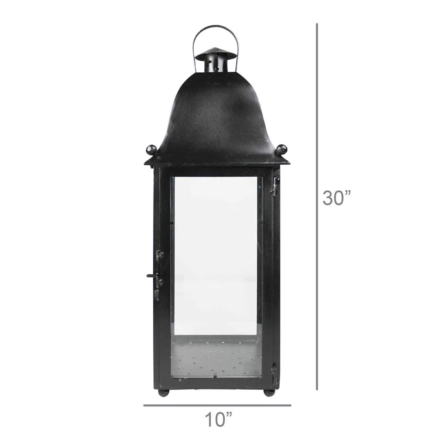 San Juan Lantern Grande - Black Large Iron and Glass Hanging Lantern - HomArt