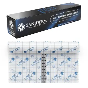 Saniderm Flex Tattoo Aftercare Bandage (New) (Personal Roll, 10.2 in x 2 yd) – Faster Tattoo Healing and Protection – Sterile, Waterproof, Flexible, Latex-Free, Aftercare Wrap – Matte Finish