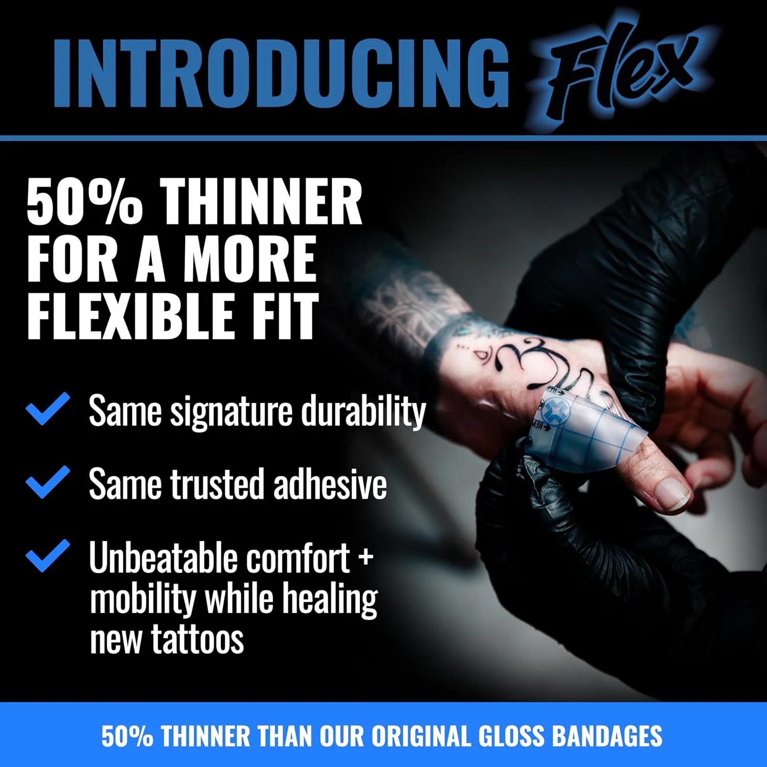 Saniderm Flex Tattoo Aftercare Bandage (New) (Personal Roll, 10.2 in x 2 yd) – Faster Tattoo Healing and Protection – Sterile, Waterproof, Flexible, Latex-Free, Aftercare Wrap – Matte Finish