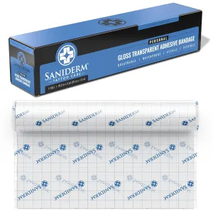 Saniderm Original Tattoo Aftercare Bandage (Personal Roll, 10.2 in x 2 yd) – Convenient, Faster Tattoo Healing and Protection – Sterile, Waterproof, and Latex-Free Tattoo Aftercare Wrap – Gloss Finish