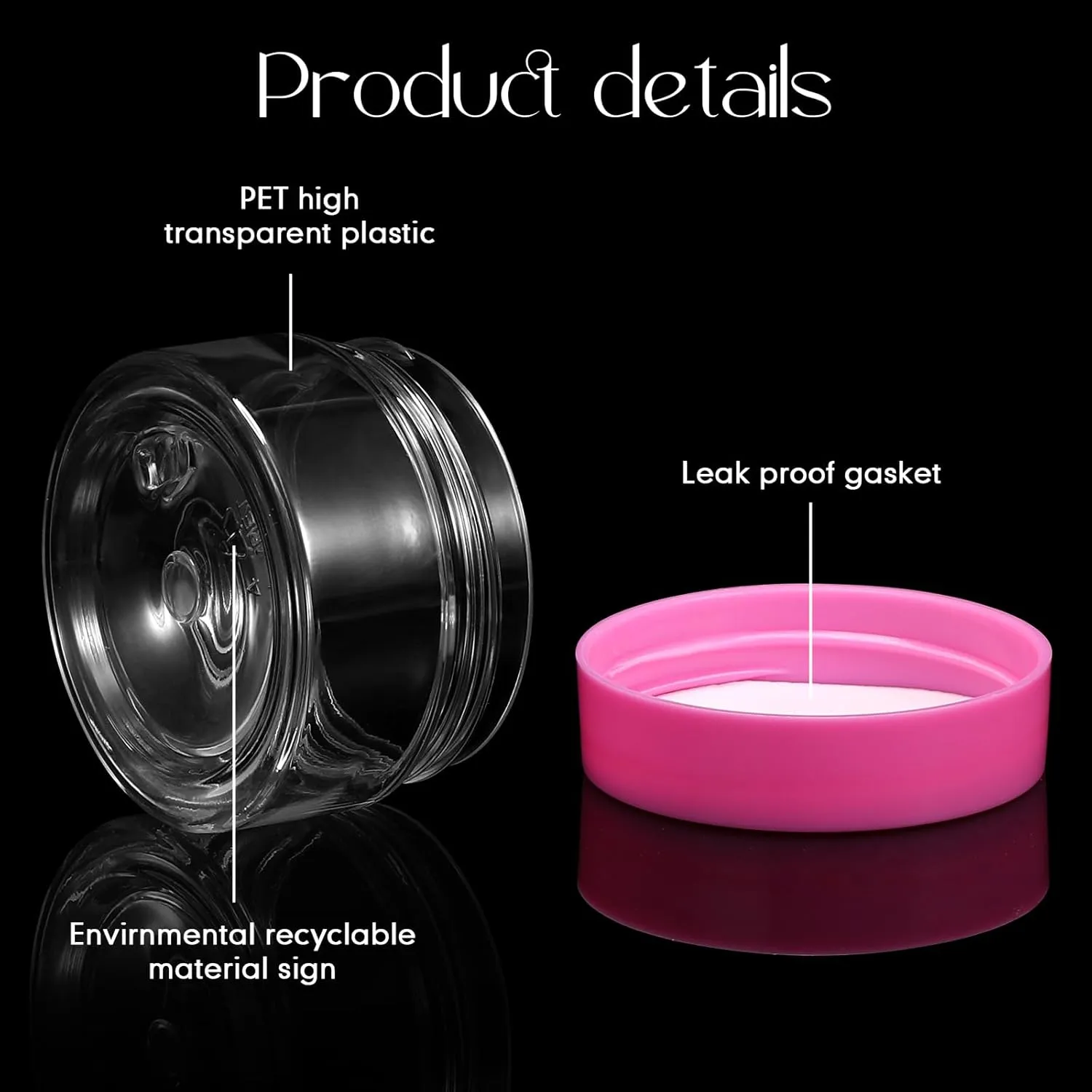 SATINIOR 100 Pcs Plastic Jars with Lids Small Containers Lids Wide Mouth Small Plastic Containers for Lotion Cream Rhinestones Body Butters Travel Storage(1 oz,Clear with Pink Lid)