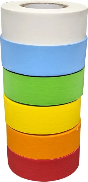 Science Lab Labeling Tape Variety Pack Including White, 500" Length x 3/4" Width, 1 Inch Core [6 Rolls of Assorted Colors]