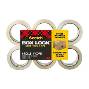 Scotch Box Lock Packaging Tape,6 Rolls,1.88 in x 54.6 yd, Extreme Grip Packing, Shipping and Mailing Tape, Sticks Instantly to Any Box (3950-6)