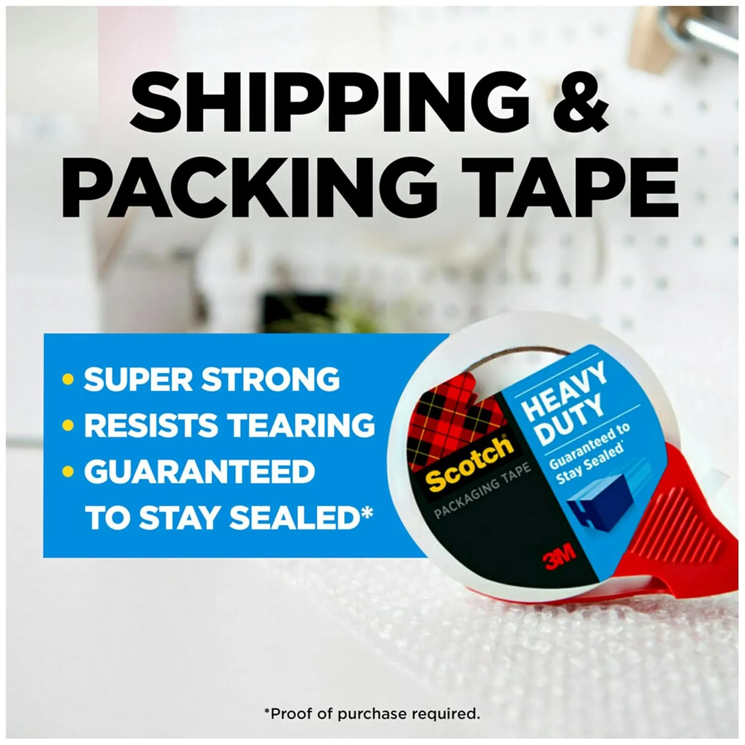 Scotch Heavy Duty Shipping Packing Tape, Clear, Shipping and Packaging Supplies, 1.88 in. x 54.6 yd., 4 Tape Rolls with 4 Dispensers