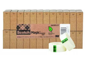 Scotch Magic Greener Tape, 24 Rolls, Numerous Applications, Invisible, Engineered for Repairing, 3/4 x 900 Inches, Boxed