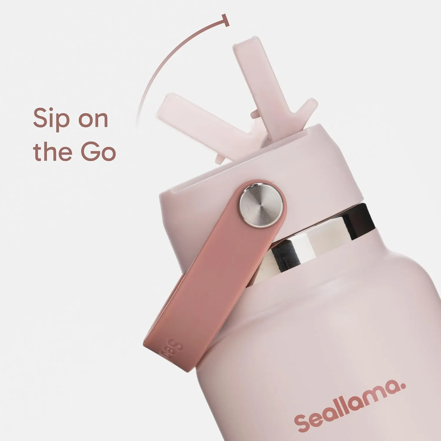 Seallama. Stainless Steel Wide Mouth Water Bottle - 2 Lids (Flex Straw Lid) and Double-Wall Vacuum Insulation - Leak Proof, BPA-Free, for Travel, Sports, School, and Car (Clay, 32 oz)