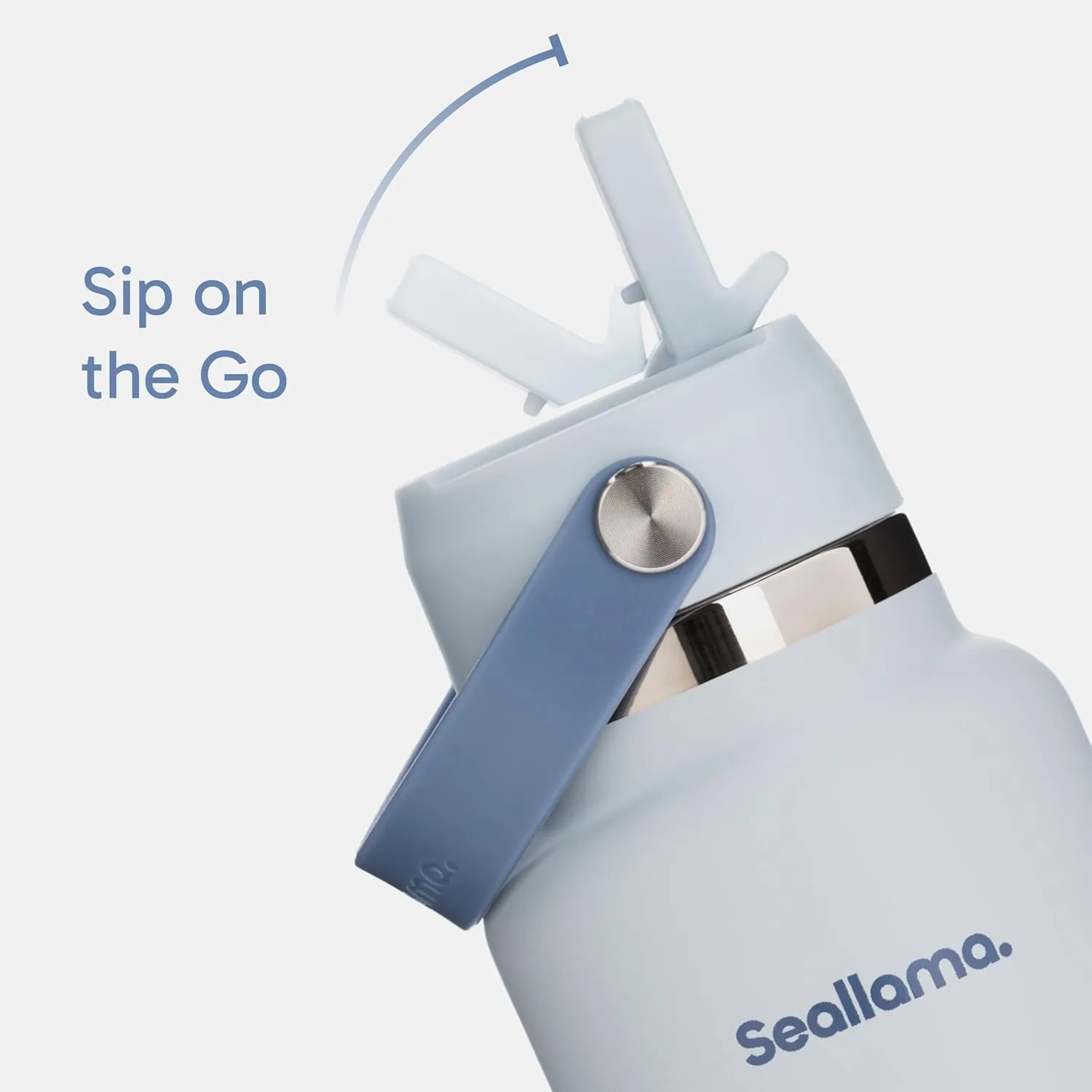 Seallama. Stainless Steel Wide Mouth Water Bottle - 2 Lids (Flex Straw Lid) and Double-Wall Vacuum Insulation - Leak Proof, BPA-Free, for Travel, Sports, School, and Car (Coastal Blue, 32 oz)