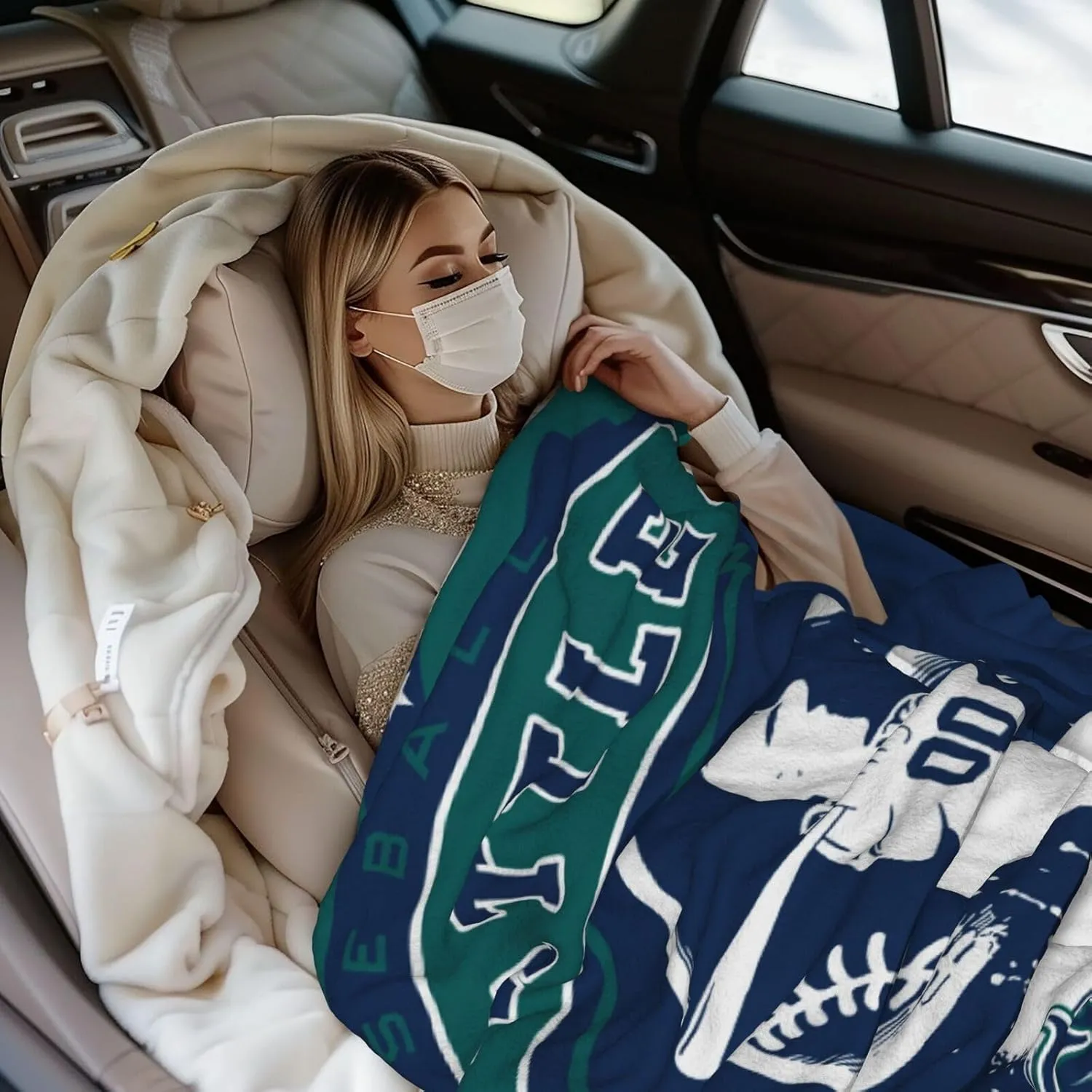Seattle Blanket Custom Throw Blankets Personalized Custom Name and Number Baseball Blanket Gifts for Men Women Fans