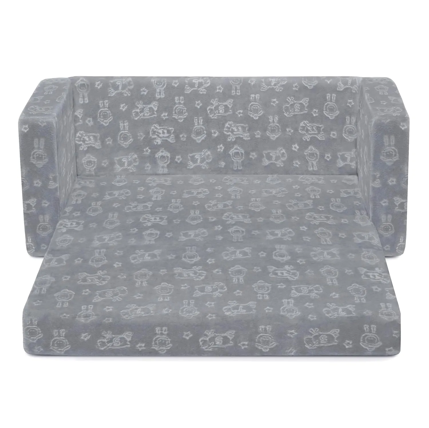Serta Perfect Sleeper Extra Wide Convertible Sofa to Lounger - Comfy 2-in-1 Flip Open Couch/Sleeper for Kids, Grey