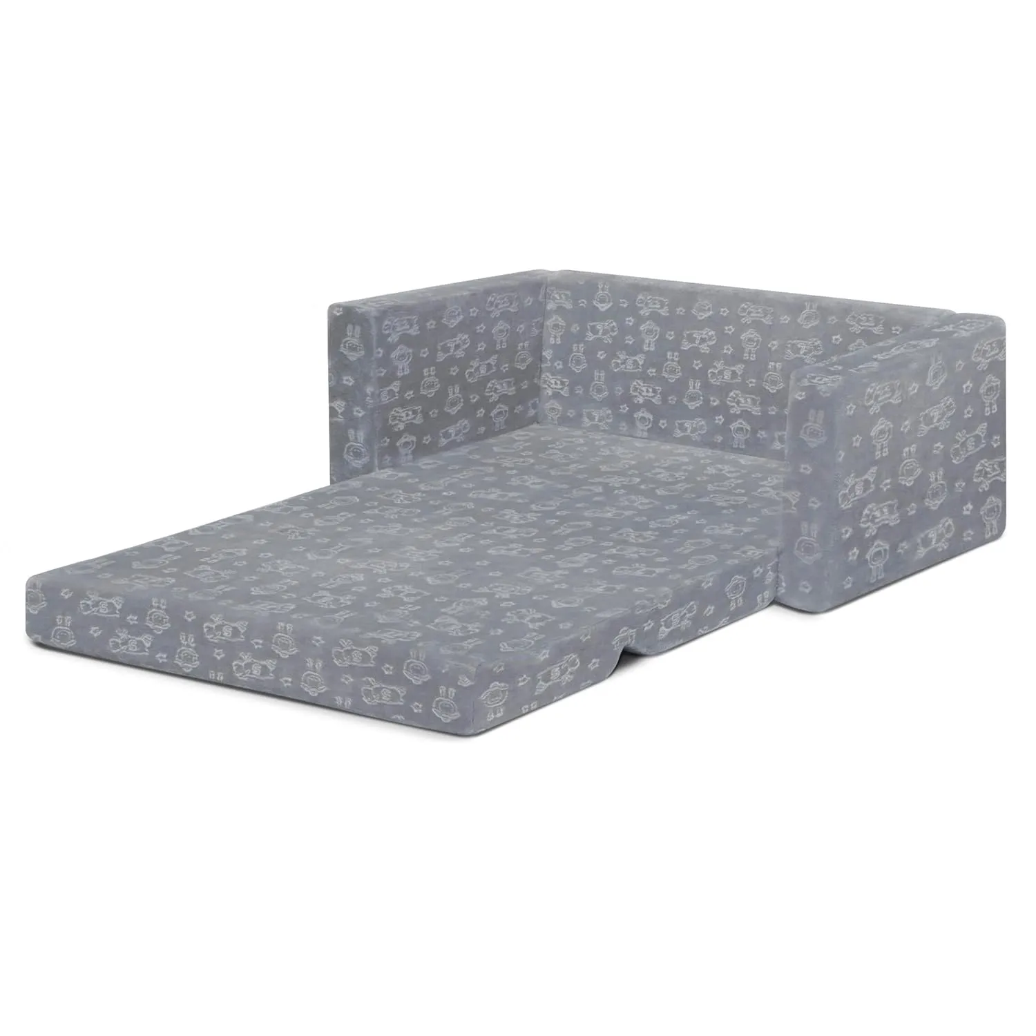 Serta Perfect Sleeper Extra Wide Convertible Sofa to Lounger - Comfy 2-in-1 Flip Open Couch/Sleeper for Kids, Grey