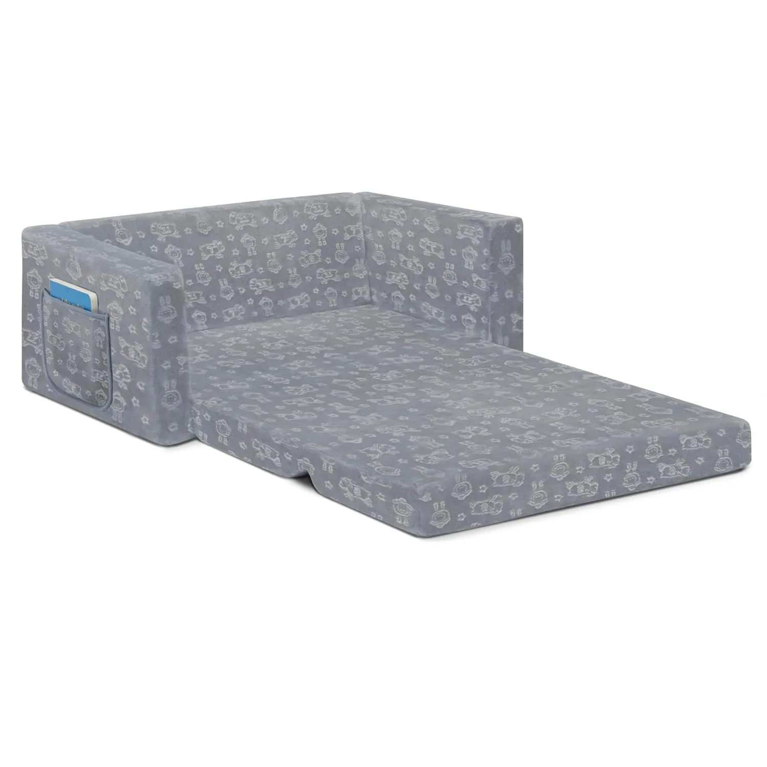 Serta Perfect Sleeper Extra Wide Convertible Sofa to Lounger - Comfy 2-in-1 Flip Open Couch/Sleeper for Kids, Grey