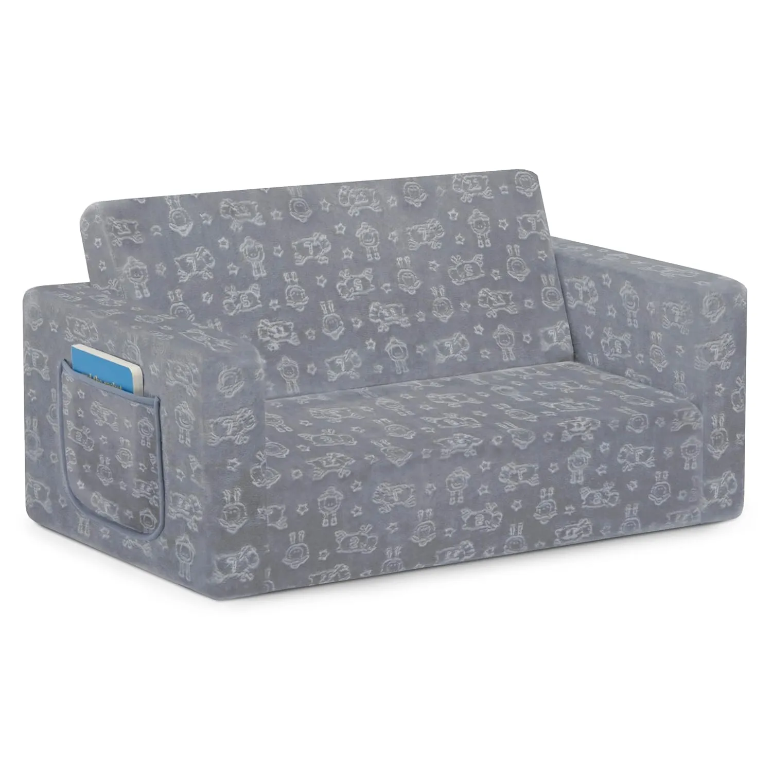 Serta Perfect Sleeper Extra Wide Convertible Sofa to Lounger - Comfy 2-in-1 Flip Open Couch/Sleeper for Kids, Grey