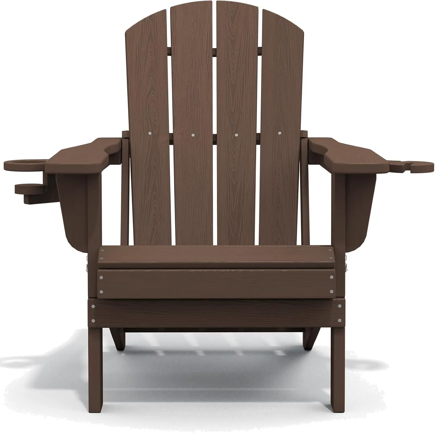 SERWALL Adirondack Chair with Cup Holders - Composite Adirondack Chairs HDPE Outdoor Chairs All Weather Use- Coffee