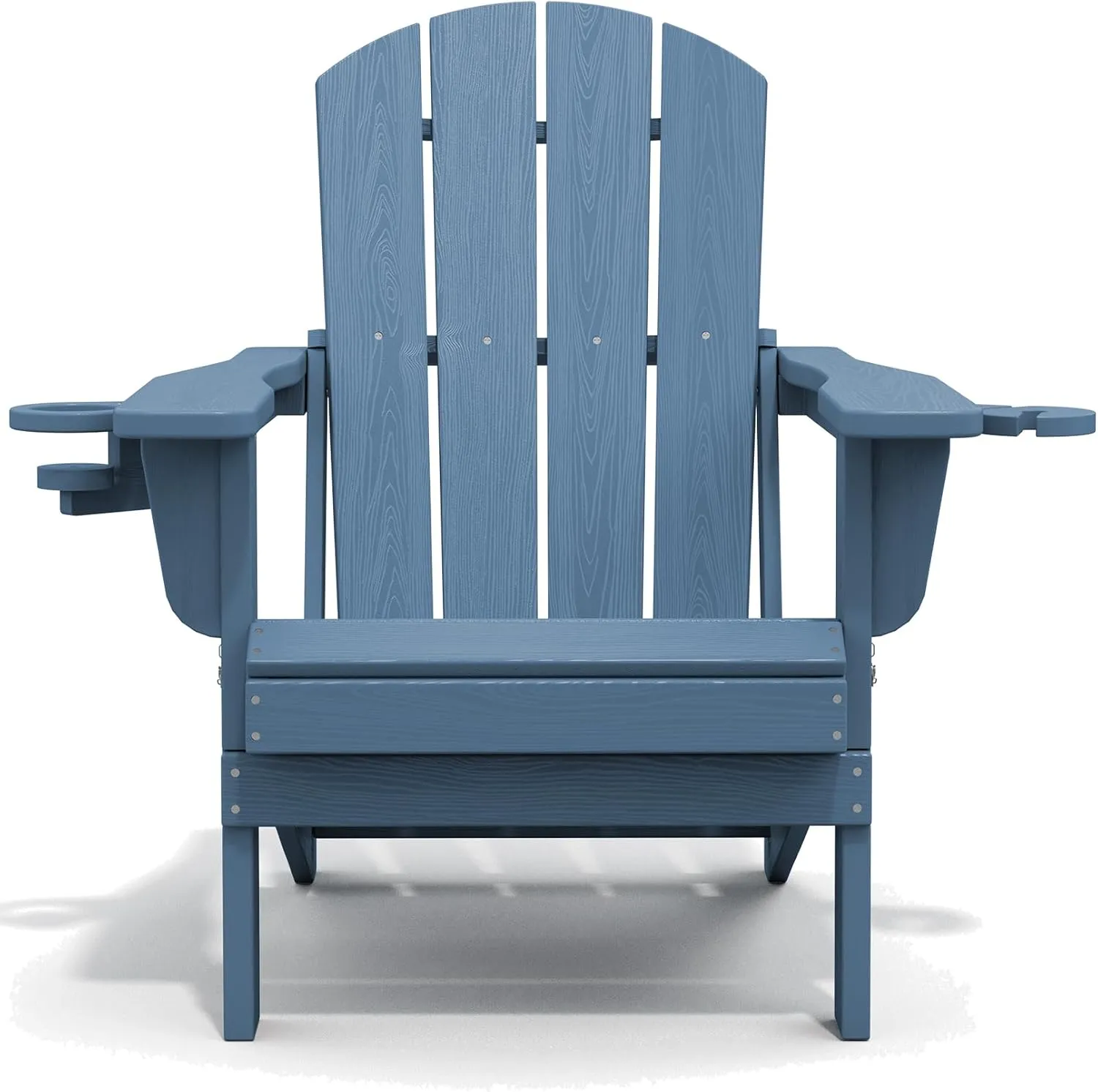 SERWALL Folding Adirondack Chair, HDPE Adirondack Chairs, Plastic Outdoor Chairs- Looks Exactly Like Real Wood- Navy
