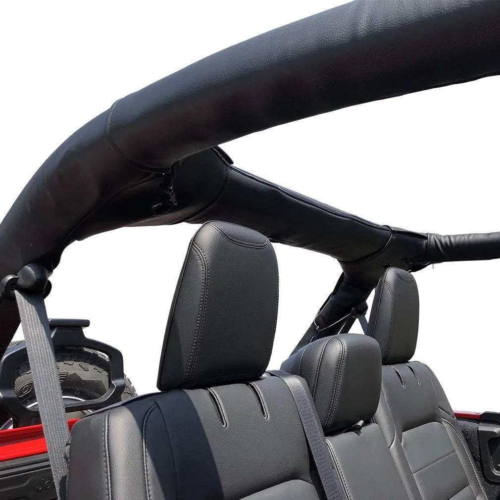 Shadeidea Roll Bar Padding for Jeep Wrangler JL Unlimited Jeep Wrangler 4 Door 2018-2023 -Black Vinyl Foam Laminated Pad Cover Kit Protection JLU Sahara Rubicon with Grab Bag-3 Year Warranty