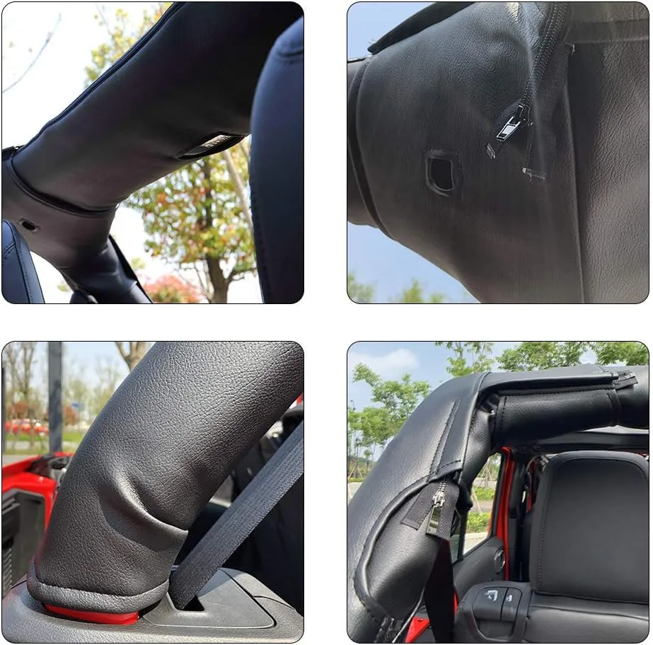 Shadeidea Roll Bar Padding for Jeep Wrangler JL Unlimited Jeep Wrangler 4 Door 2018-2023 -Black Vinyl Foam Laminated Pad Cover Kit Protection JLU Sahara Rubicon with Grab Bag-3 Year Warranty