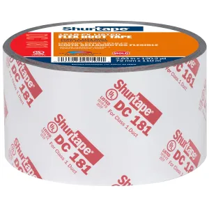 Shurtape DC 181 UL 181B-FX Listed/Printed Film Tape, 72mm x 110m, Metalized Print, 1 Roll (207113)